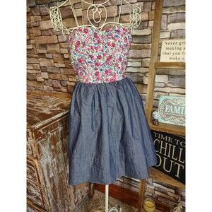 5/$25 EUC Sz 3 Vintage Y2K XOXO Blue & Pink Floral Print Mini Dress
